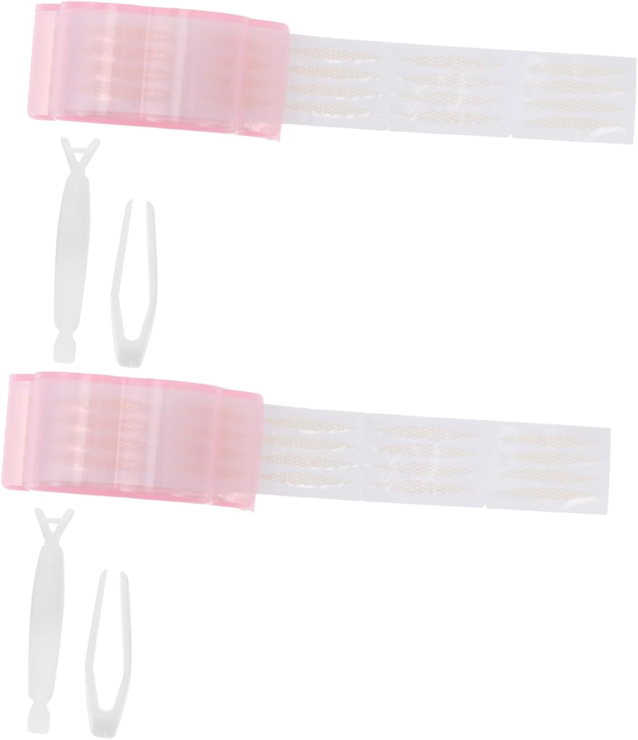 TOPPERFUN 2 Sets Invisible Double Eyelid Tape with Fork Tweezer Pink Cosmetic Accessories for Natural Eye Makeup Breathable Lace Design Suitable for Uneven and Droopy Eyelids Easy