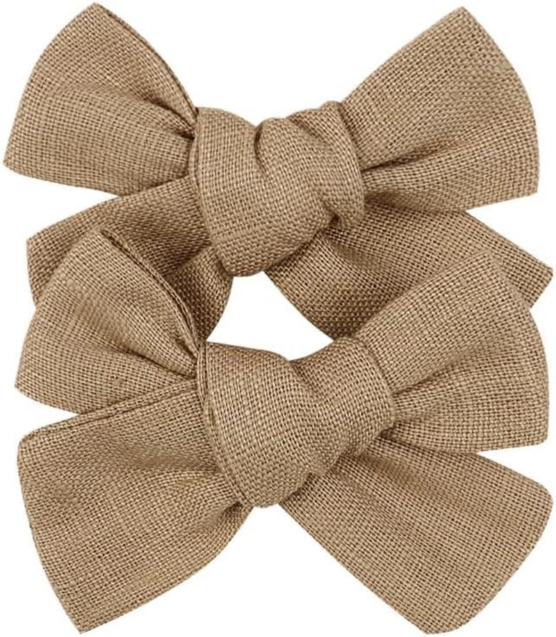 3.2'' Girls Rufous Linen Hair Bows Clips - Alligator Clips Hair Accessories for Little Girls, Toddlers, Kids, and Teens