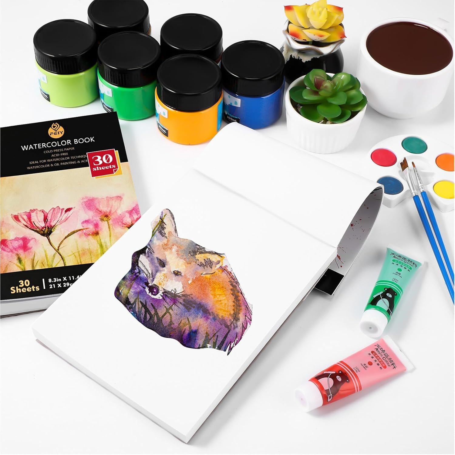 Watercolor Paper, 30 Sheets 300Gsm/140Lbs Drawing Paper Pad. A4 Watercolor Book Pad Acid Free, Cold Pressed, Watercolor Sketchbook for Painting, Drawing, Quick Drawing and Mixed Media. (颜色B)