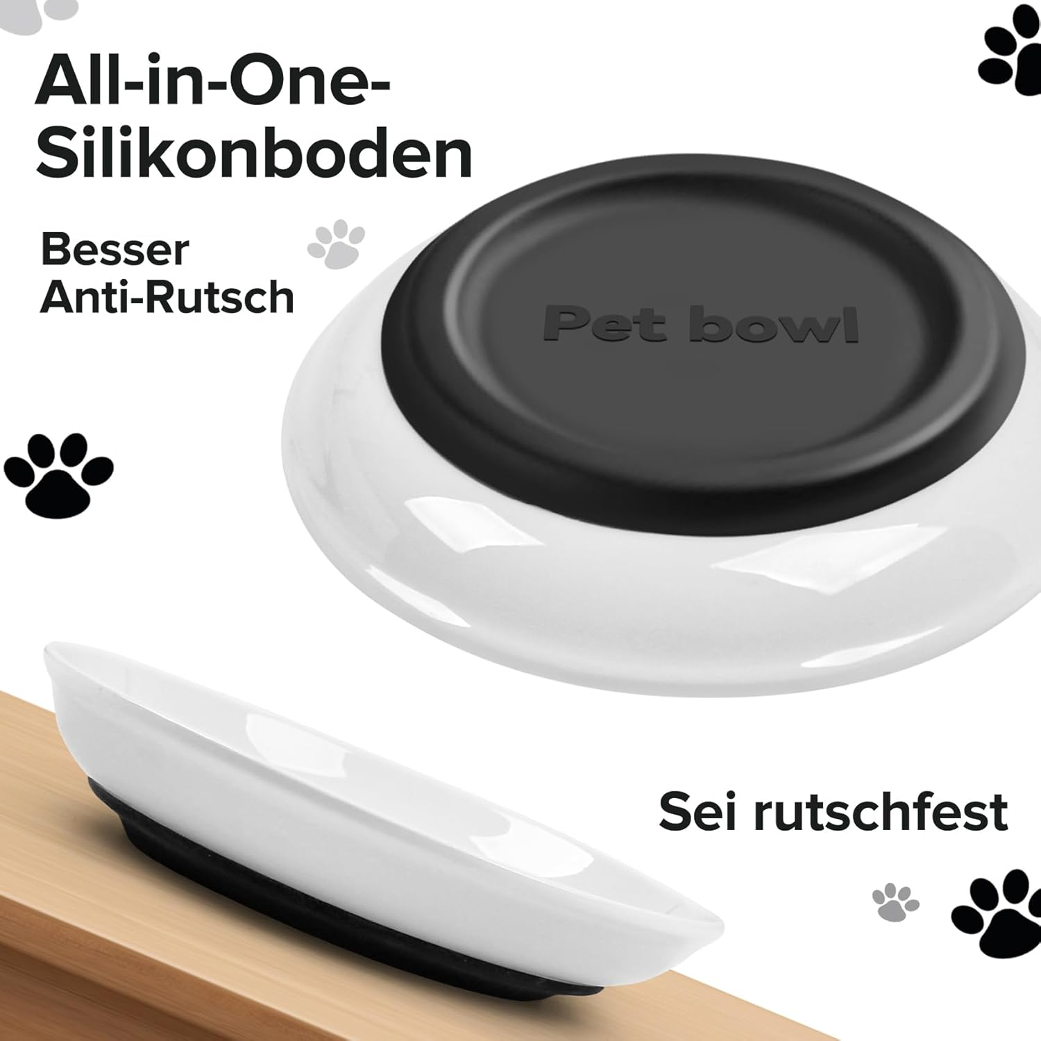 Cat Feeding Bowl Set, Non-Slip Silicone Ceramic Cat Feeding Bowl, Ceramic Cat Bowl for Kittens, Pack of 6 image number 1