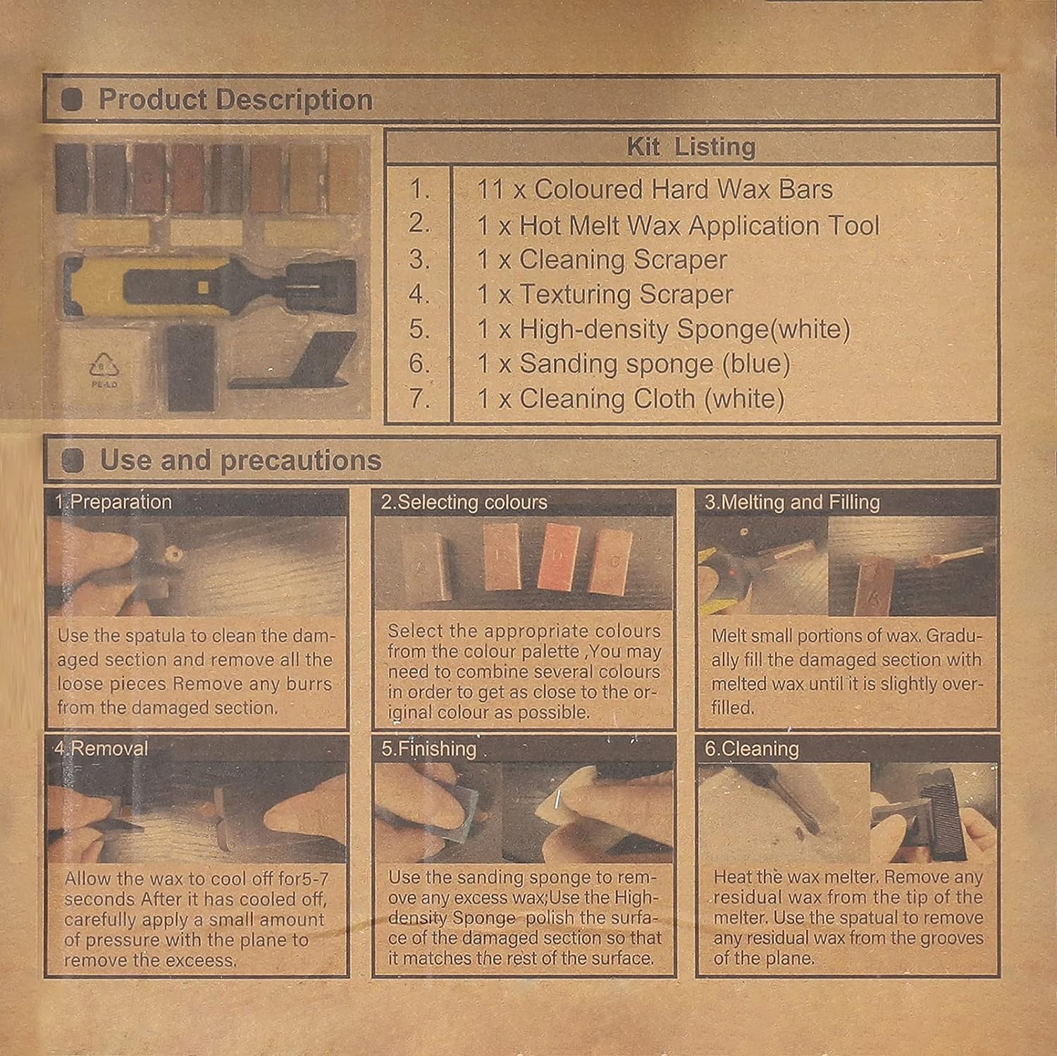 REFENG Floor Repair Suit, Home Household Laminate Repairing Kit, Floor Repairs Kit, DIY Multifunctional Wood Board Repairs Tool Kit Wooden Floor Scratches Mending Utility Tool Kit with 11 Wax Blocks image number 1