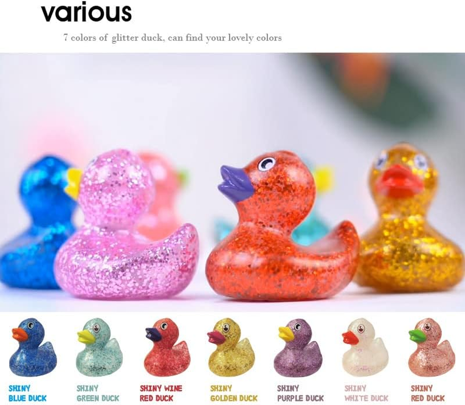 [8Pcs Pack, Random Color] Small Glitter Duck | Bath Toys | Kids Party Gift | Souvenir | Decoration | Party Favor | Pool Party | Rubber Duck 5.7Cm image number 4