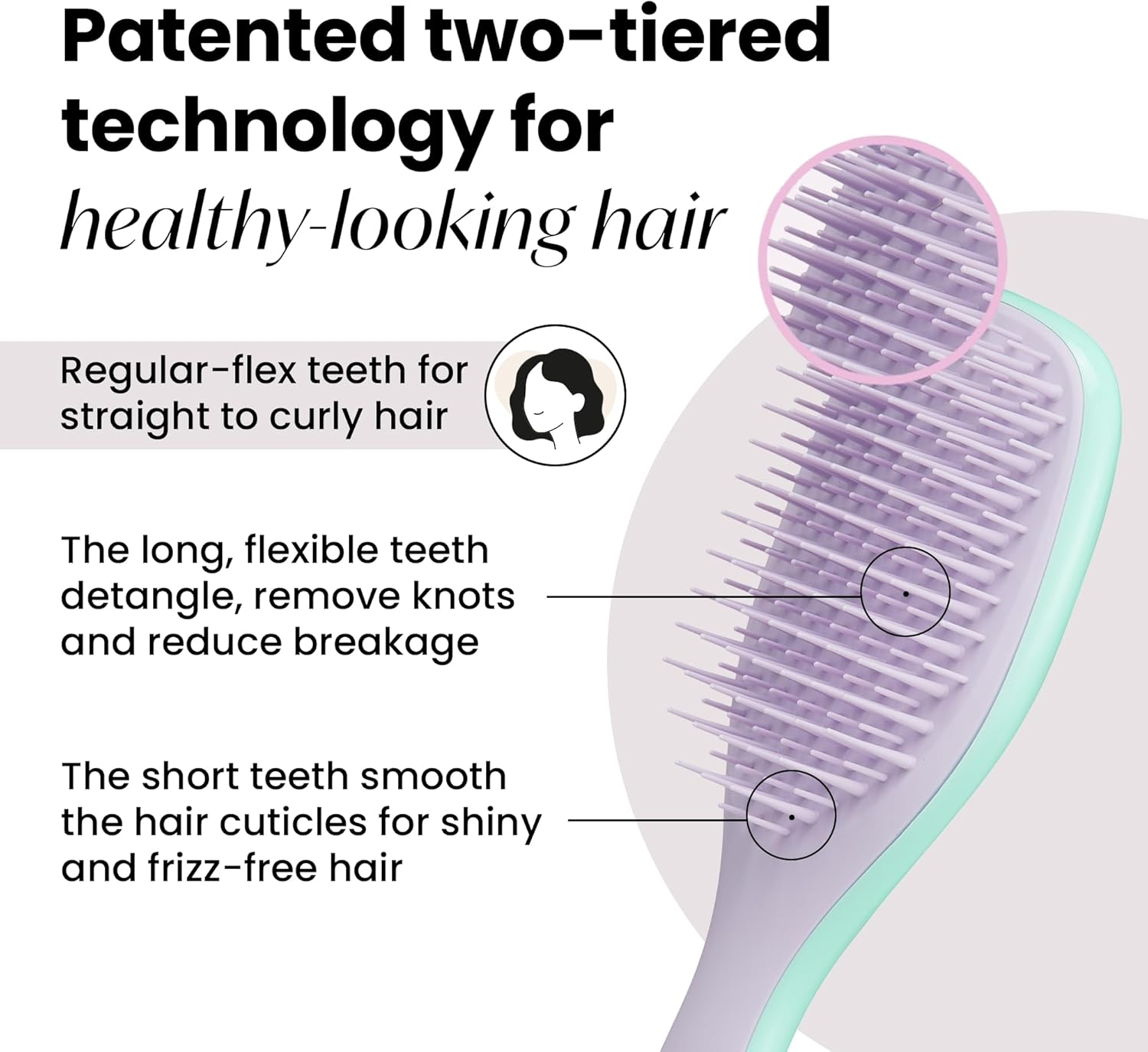 Tangle Teezer the Ultimate Mini Detangler Hair Brush, Gentle on Wet Hair, Two Stage Teeth and Comfortable Handle, Ideal for Kids and Travel, Reduces Knots and Breakage, Wisteria Leaves image number 1