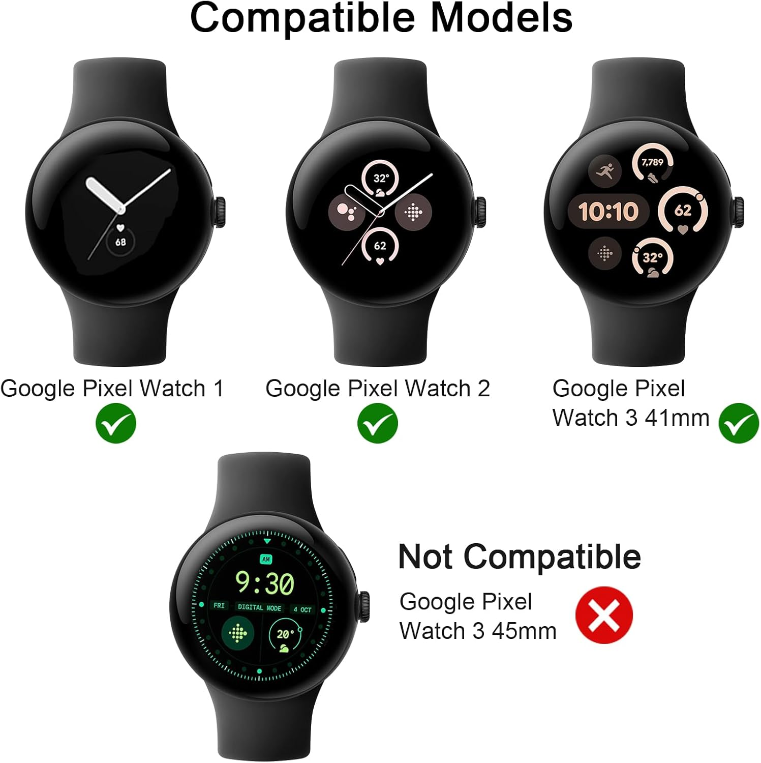 Silicone Bands for Google Pixel Watch 3 41Mm Bands/Pixel Watch 2 Band Women Men, Comfortable Adjustable Sports Replacement Strap for Google Pixel Watch 3 41Mm/2/1 image number 3