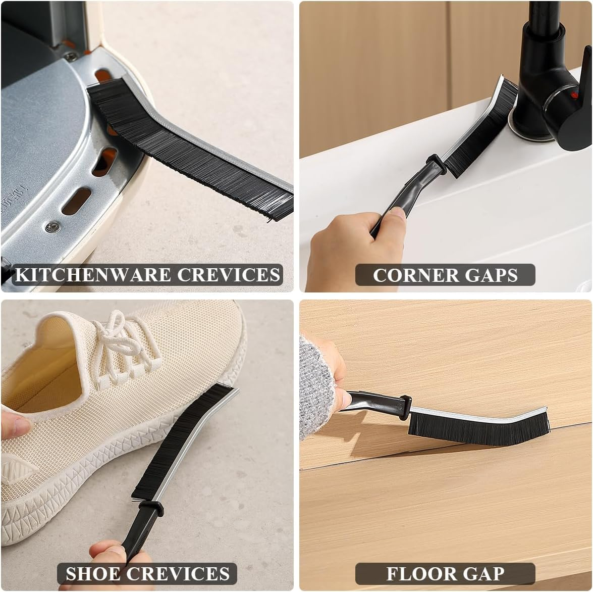Berglandrt Black Crevice Cleaning Brush Set of 3, New Multifunctional Cleaning Brush Tool, Bathroom Gap Brush for Home, Kitchen, Bathroom, Window, Vehicle. image number 5