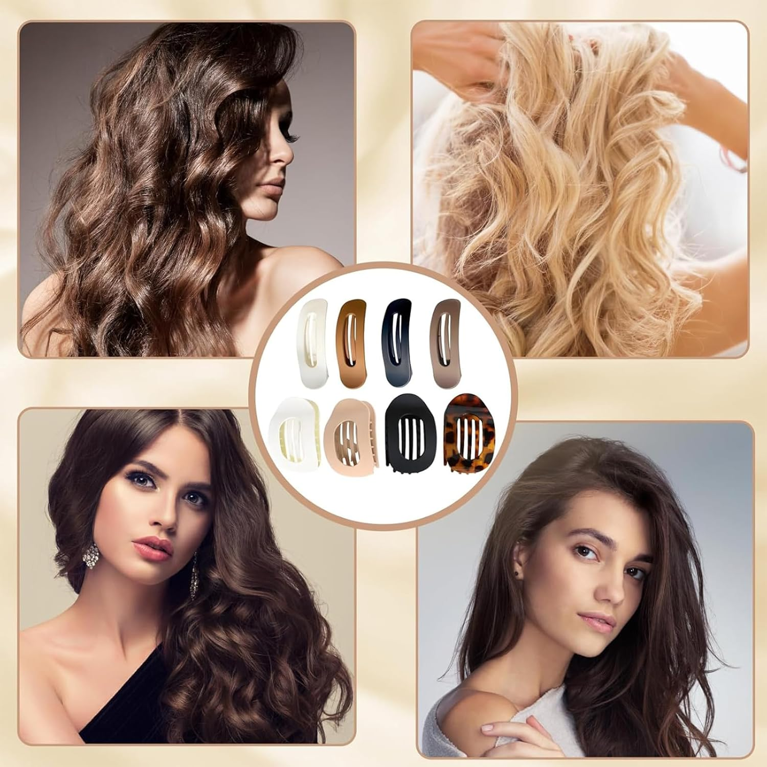 Pack of 8 Flat Hair Clips, Flat Hair Clip, Claw Clip, Hair Accessories, Perfect for Office, School, Home and Travel, Stylish and Practical Hair Accessory