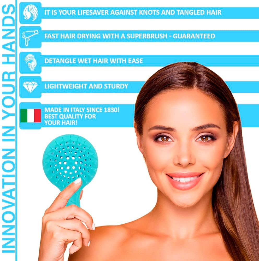 Janeke Mini Superbrush &ndash; Kids Hair Brush & Small Hair Brush for Detangling &ndash; Gentle Anti-Static Bristles &ndash; Vented Brush for Wet or Dry Hair &ndash; Great for Curly, Thick, Fine, and Wavy Hair (Mini Blue) - Fuchsia image number 5