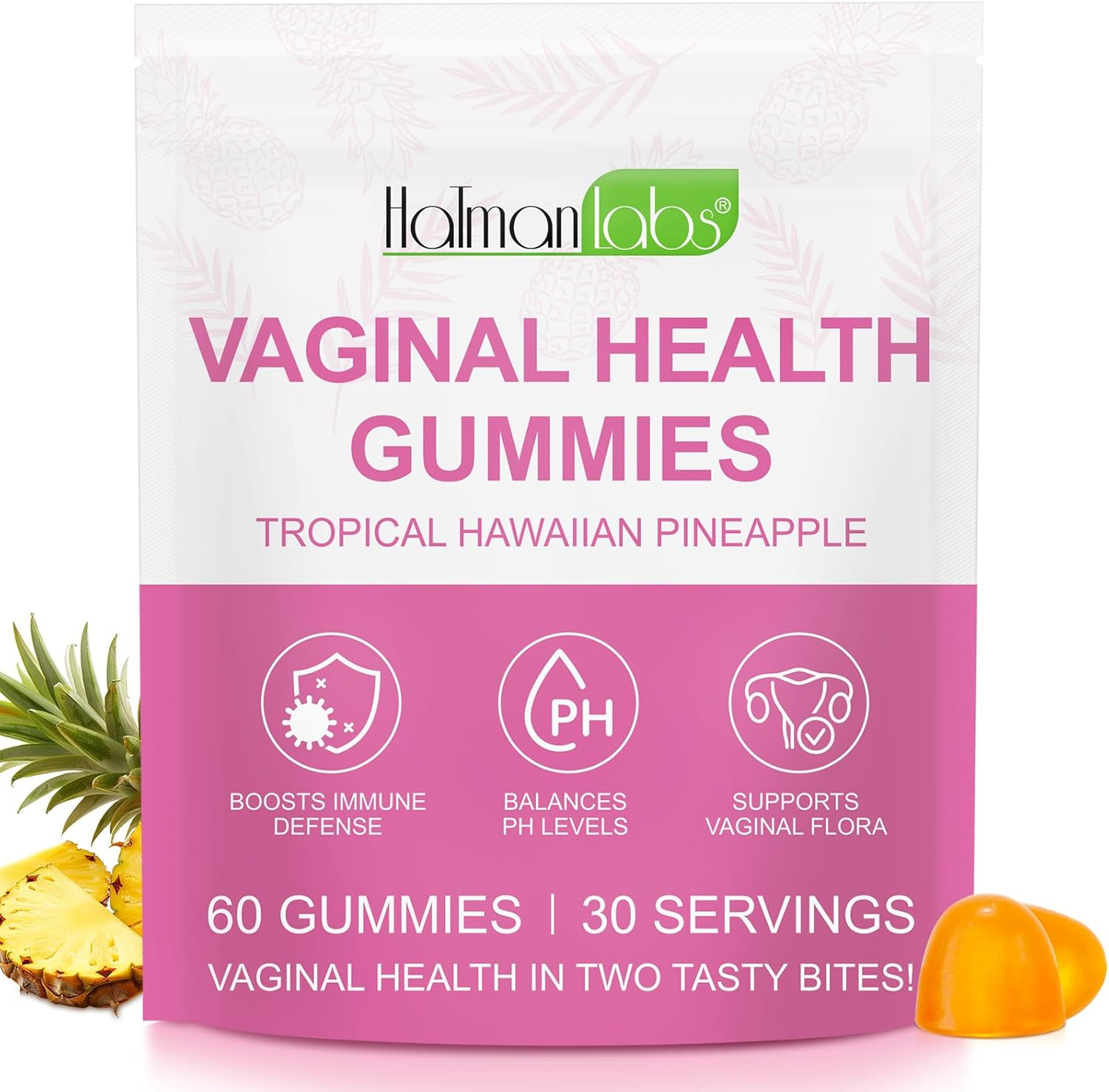 Vaginal Probiotic Gummies for Women | Promotes Balanced Flora, Women&rsquo;S Wellness, and Immune Support with Vitamin C | Natural Pineapple Flavor | 60 Gummies image number 2