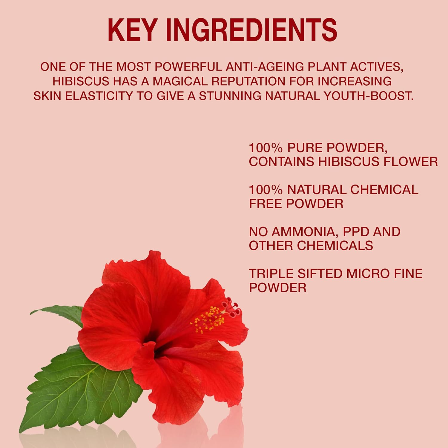 Pure Herbology Pure & Natural Hibiscus Flower Powder for Face Packs and Hair Growth & Care, 200Gm image number 2