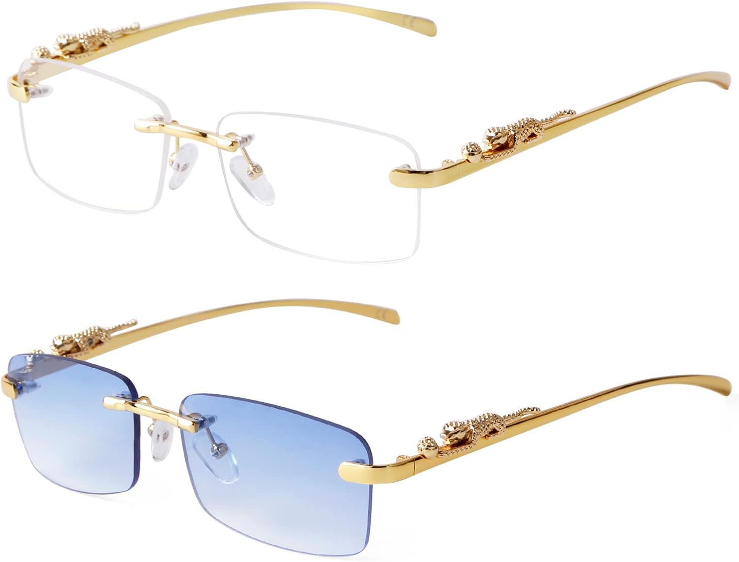 Sdinm Small Narrow Rimless Sunglasses Fashion Frameless Rectangle Tinted Lens Eyewear 90S Glasses for Women Men