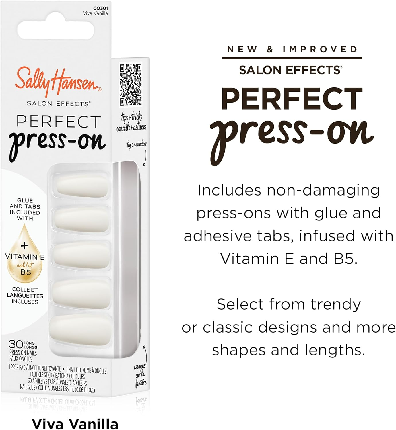 Sally Hansen Salon Effects Perfect Press-On Nails, Viva Vanilla, Press on Nails, Easy to Apply, Nail Glue & Adhesive Tabs Included image number 6