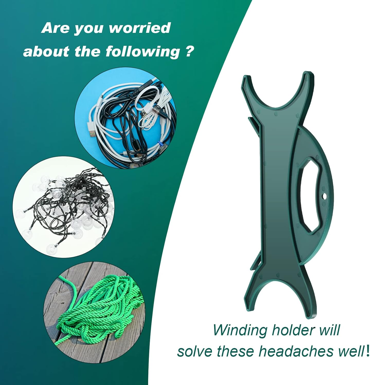 All Purpose Light and Cord Wind up Reel Extension Cord Storage Organizer Holder Christmas Light Organizer Wrap Wind up Value Pack for Wire Hose Storage(Atrovirens,8 Pieces) image number 4