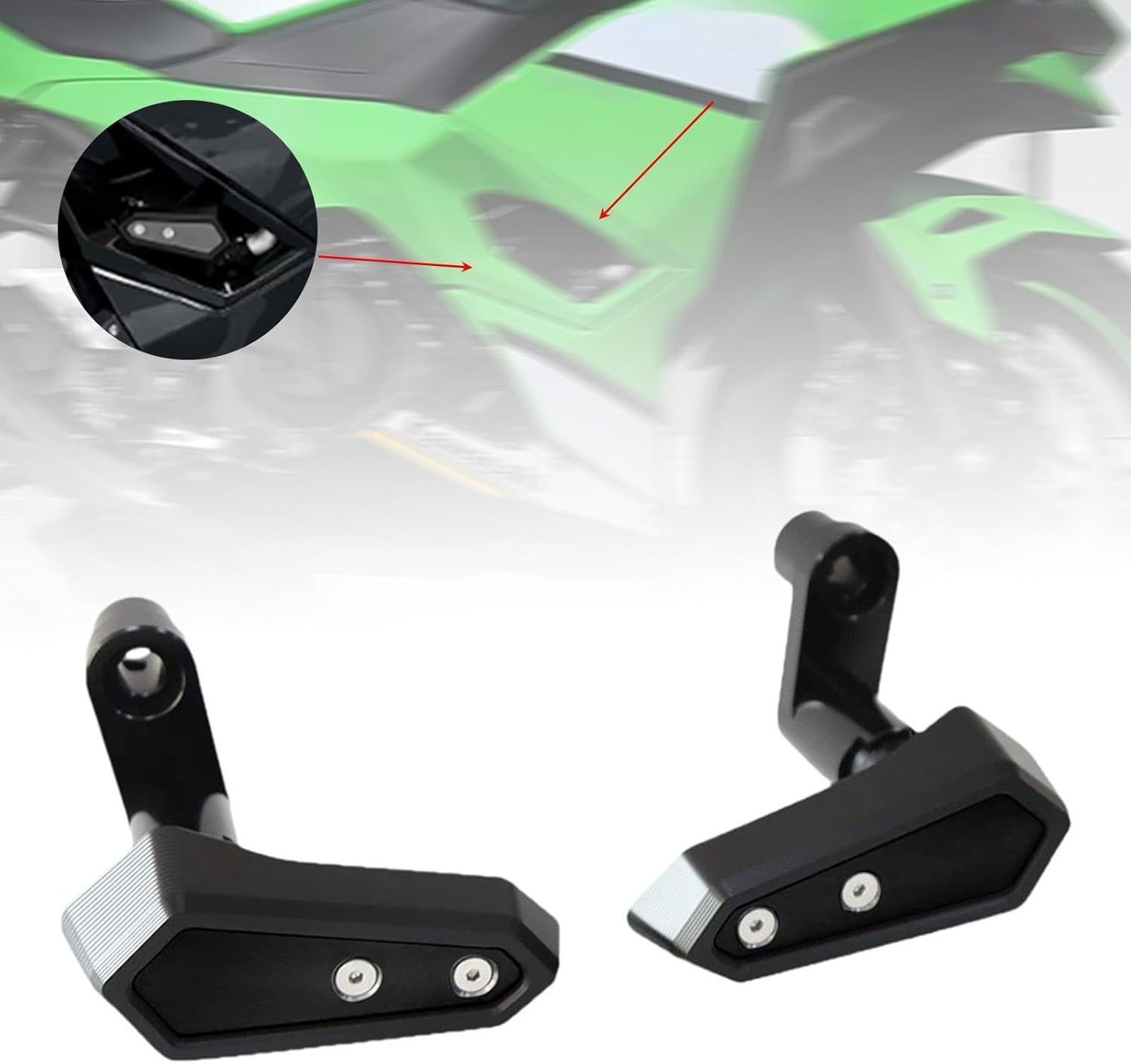 Leeqinersw Motor Engine Slider Protector Slider Crash Pads Protector for Ninja500, Black image number 6