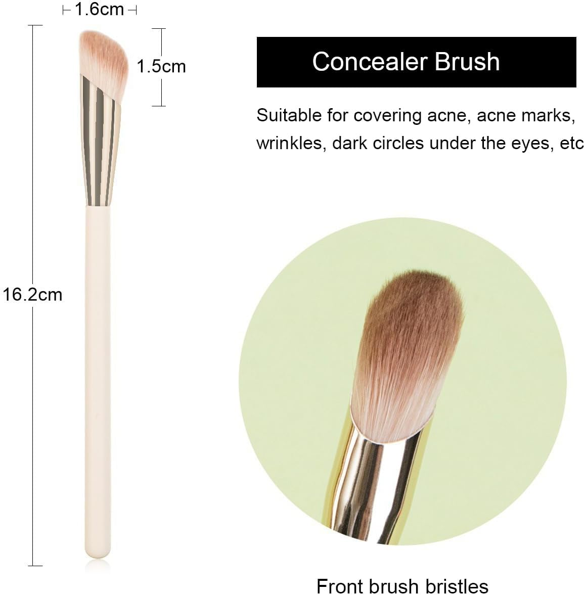 MYKAGS 2 Pcs Angled Cream Foundation & Small under Eye Concealer Brush Set, Oblique Golden Fluorescent Powder Foundation Make-Up Brush, Black Eye Circle Small Makeup Brush image number 4