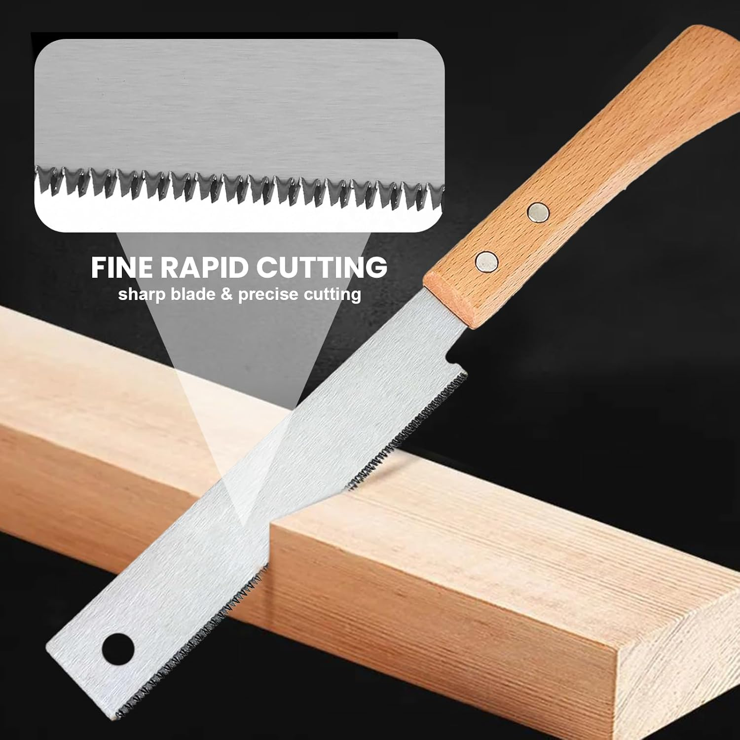 Agwenkui 6-Inch Japanese Hand Saw High-Carbon Steel Pull Saw Flexible Blade Flush Cut Woodworking Hand Saw - with Flexible Blade for Woodworking DIY Small Projects image number 2