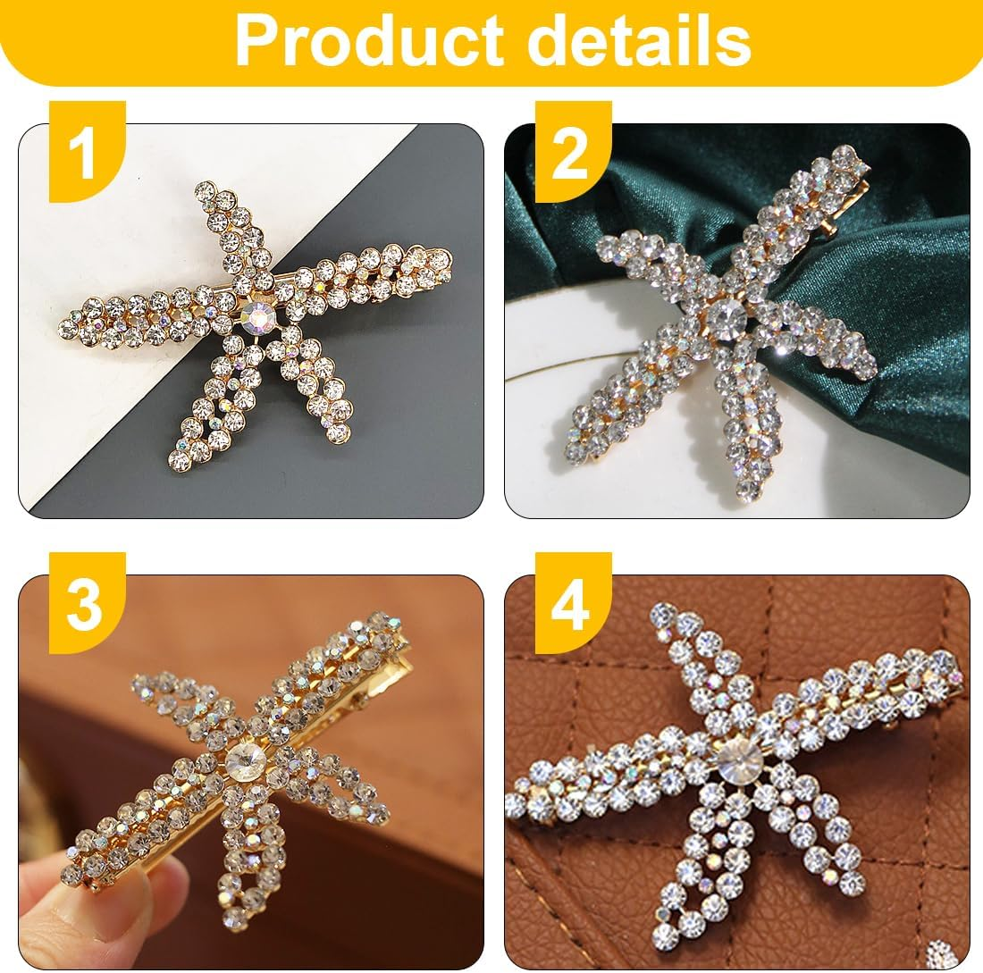 OUDQFCJ Pack of 6 Starfish Hair Clips, Beach Starfish Hairpin Girls Flower Girl Accessories, Pearl Hair Clips, Elegant Hair Accessories for Women, Girls, Party, Birthday, Gift, Wedding image number 1