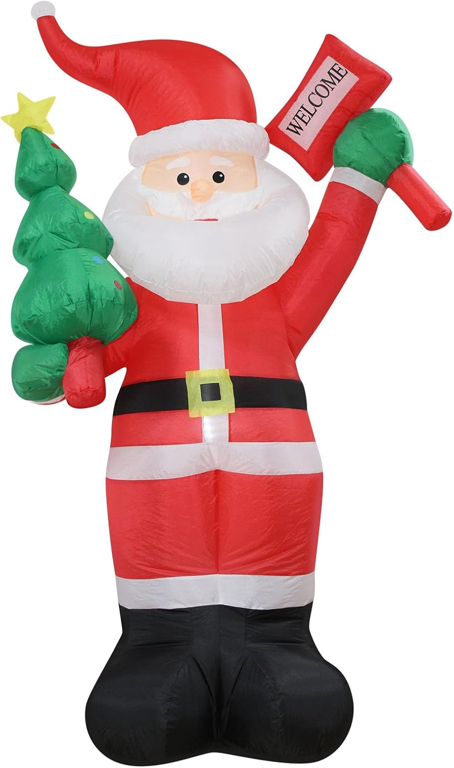 Christmas Inflatables Santa Holds Tree Welcome Lighted Yard Lawn Inflatable Decoration Holiday Party Decor, Christmas Decor Blow up Outdoor Yard Lawn Decoration (6FT- Santa Holds Tree & Welcome) image number 2
