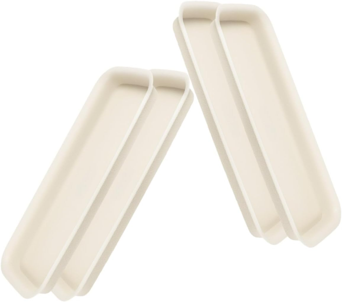 BESPORTBLE Plant Saucer Tray Set for Indoor Plants, 4Pcs Beige Plastic Pot Drip Trays (35.5X14.3Cm) Leak-Proof Water Catchers for Flower Pots and Planters