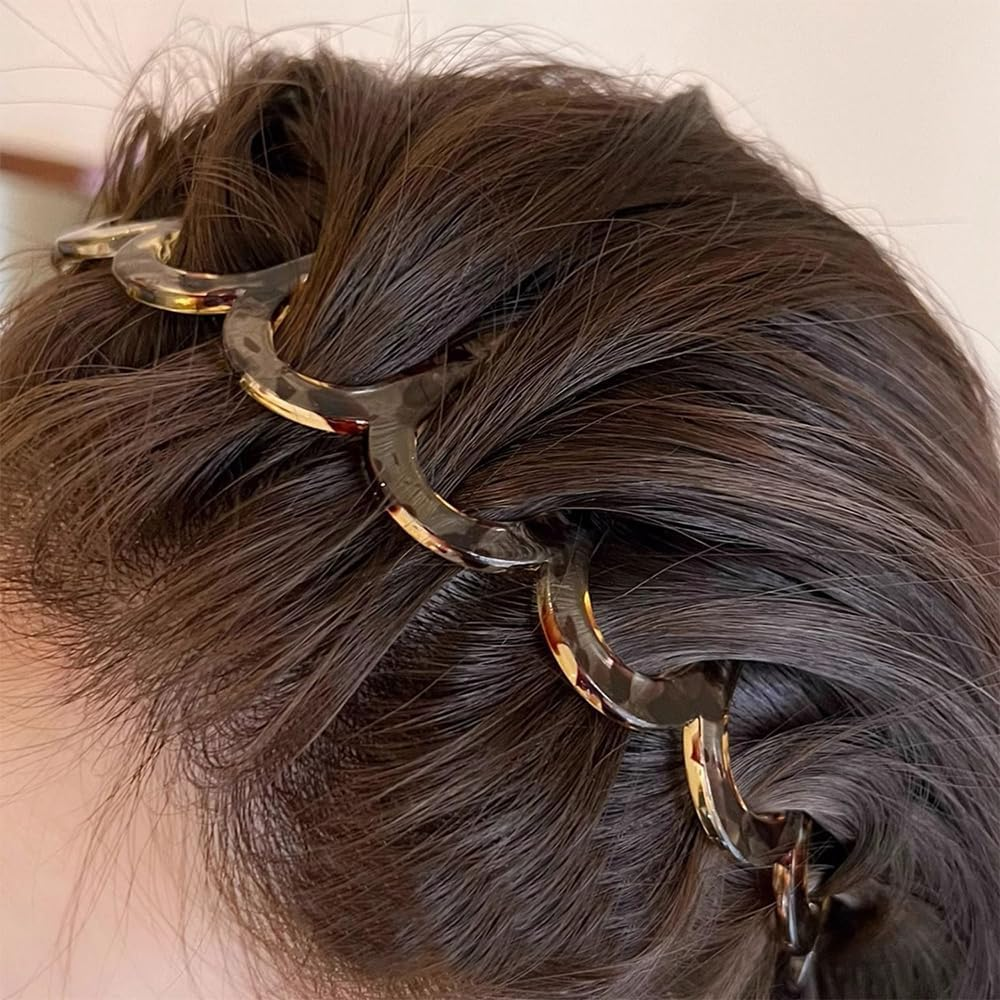 Pack of 2 Zigzag Hair Band Shark Tooth Hair Comb Made of Plastic Zig Zag Hair Band Headband for Women Girls Men Black and Brown image number 5