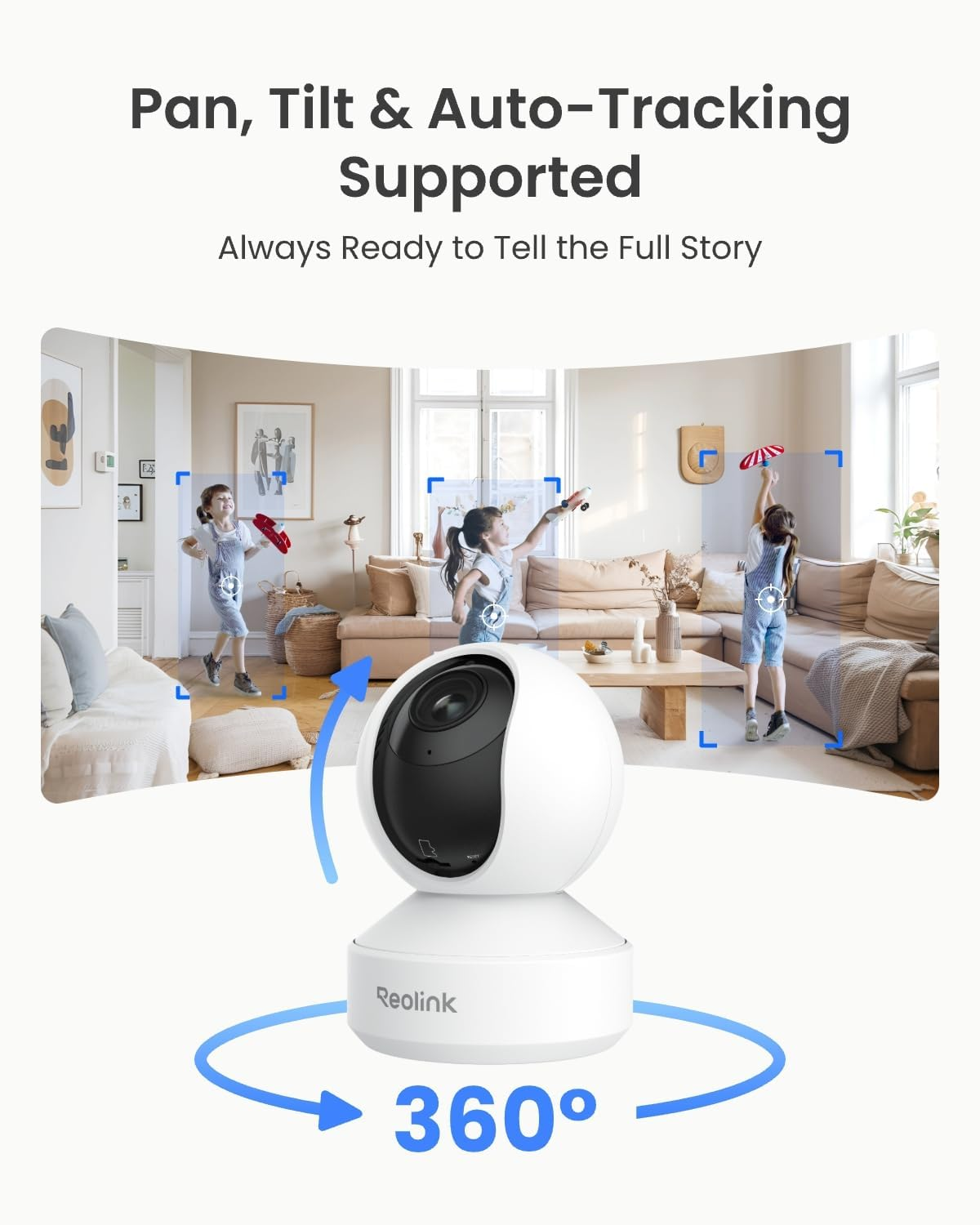 Reolink Wireless Security 8MP Camera Indoor PTZ, Pan Tilt 3X Optical Zoom 2.4 / 5Ghz Dual-Band Wifi, Motion Detection CCTV IP Cam for the Baby, Elder, Pet | E1 Zoom-White