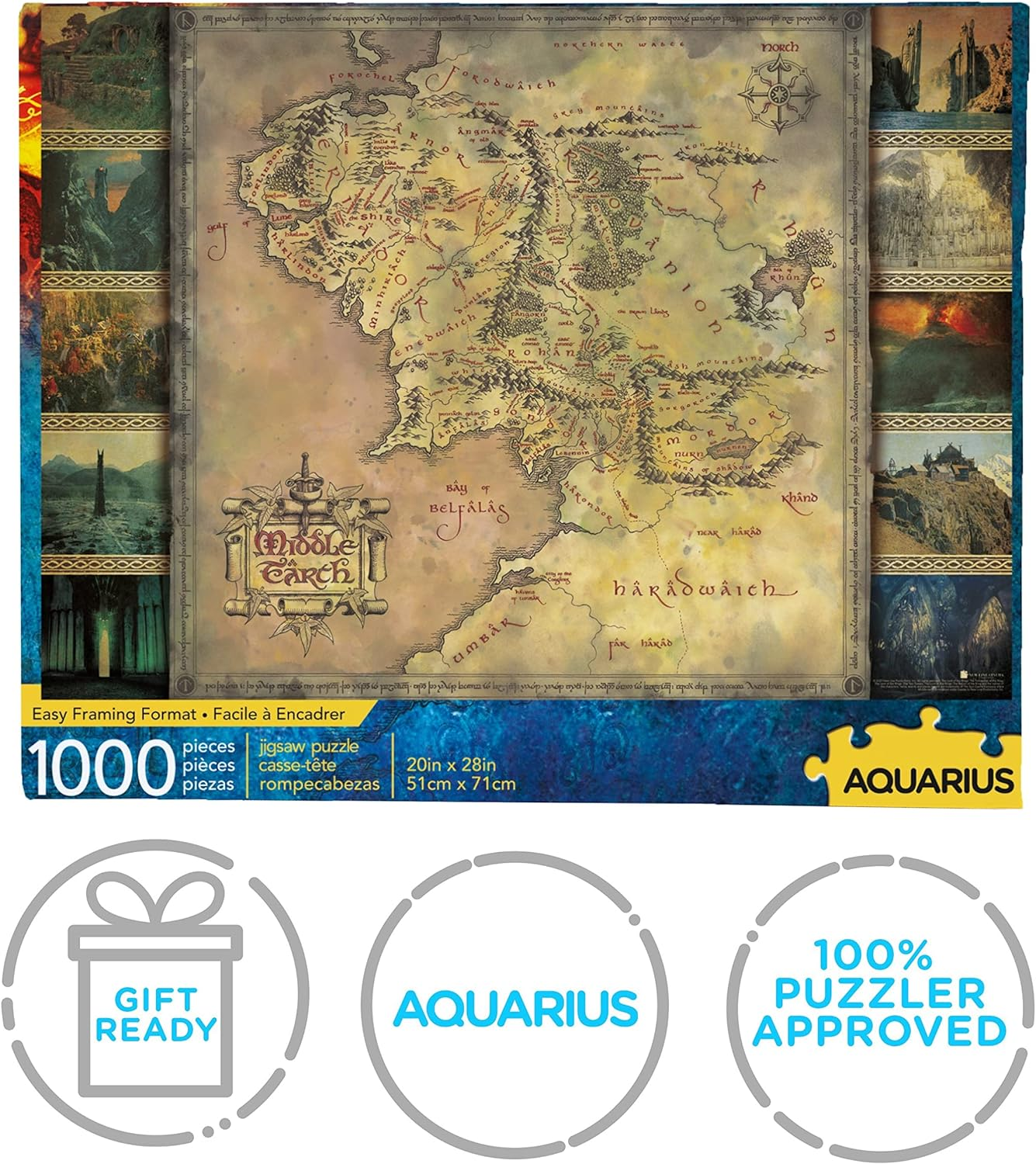 Aquarius Lord of the Rings Map Puzzle (1000 Piece Jigsaw Puzzle) - Glare Free - Precision Fit - Officially Licensed Lord of the Rings Merchandise & Collectibles - 20 X 28 In image number 6