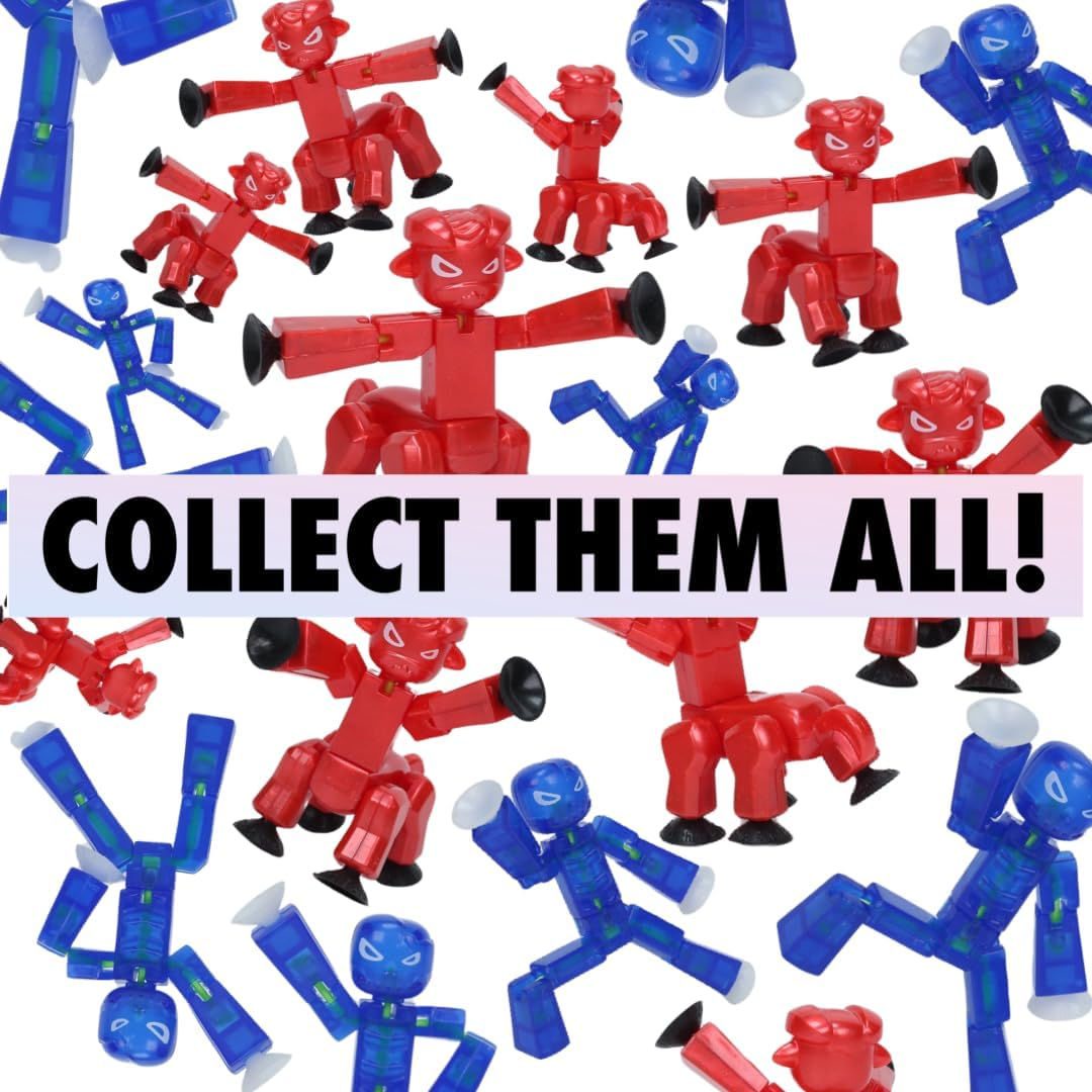 Zing Stikbot Dual Pack - Includes 2 Stikbots - Collectible Action Figures, Stop Motion Animation, Ages 4 and up (Indigo Clear Blue (Grim) + Red Chrome (Kyron))