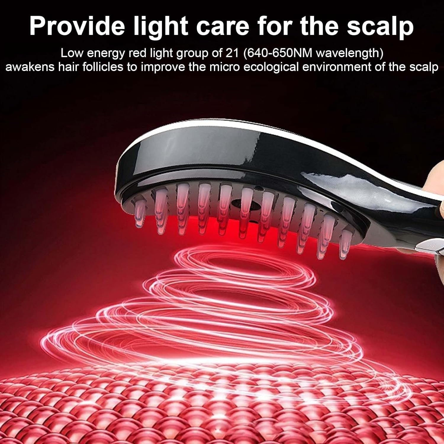 Electric Scalp Massage Brush, Wireless Spray Massage Comb with Red & Blue Light with 3 Modes, Scalp Massager, Massage Comb, Ideal for Hair Care and Relaxation image number 5