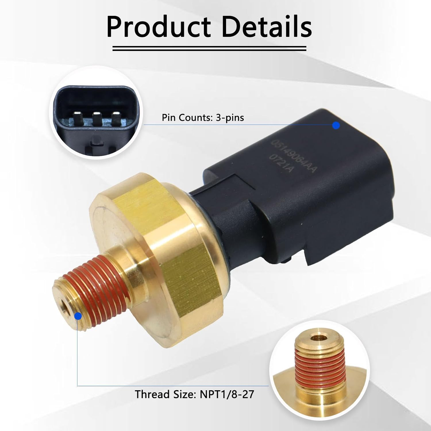 Engine Oil Pressure Sensor Sender Switch 5149062AA Compatible with Chrysler 200 Aspen Pacifica Jeep Grand Cherokee Dodge Magnum Avenger Ram 1500 2500 3500 05149062AA 5149064AA 5149062AB image number 3