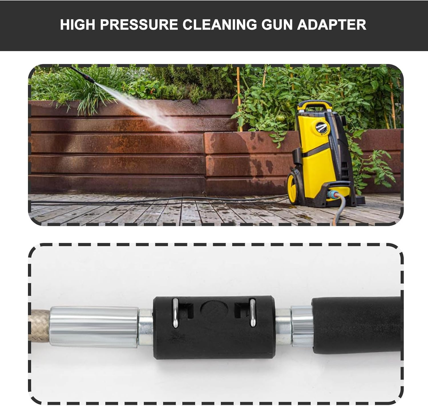 2PCS Pressure Washer Gun Adapter Compatible with Lavor 49.9X19.6Mm High Pressure Cleaning Hose Extension Connector for Gardens and Yards Black image number 5