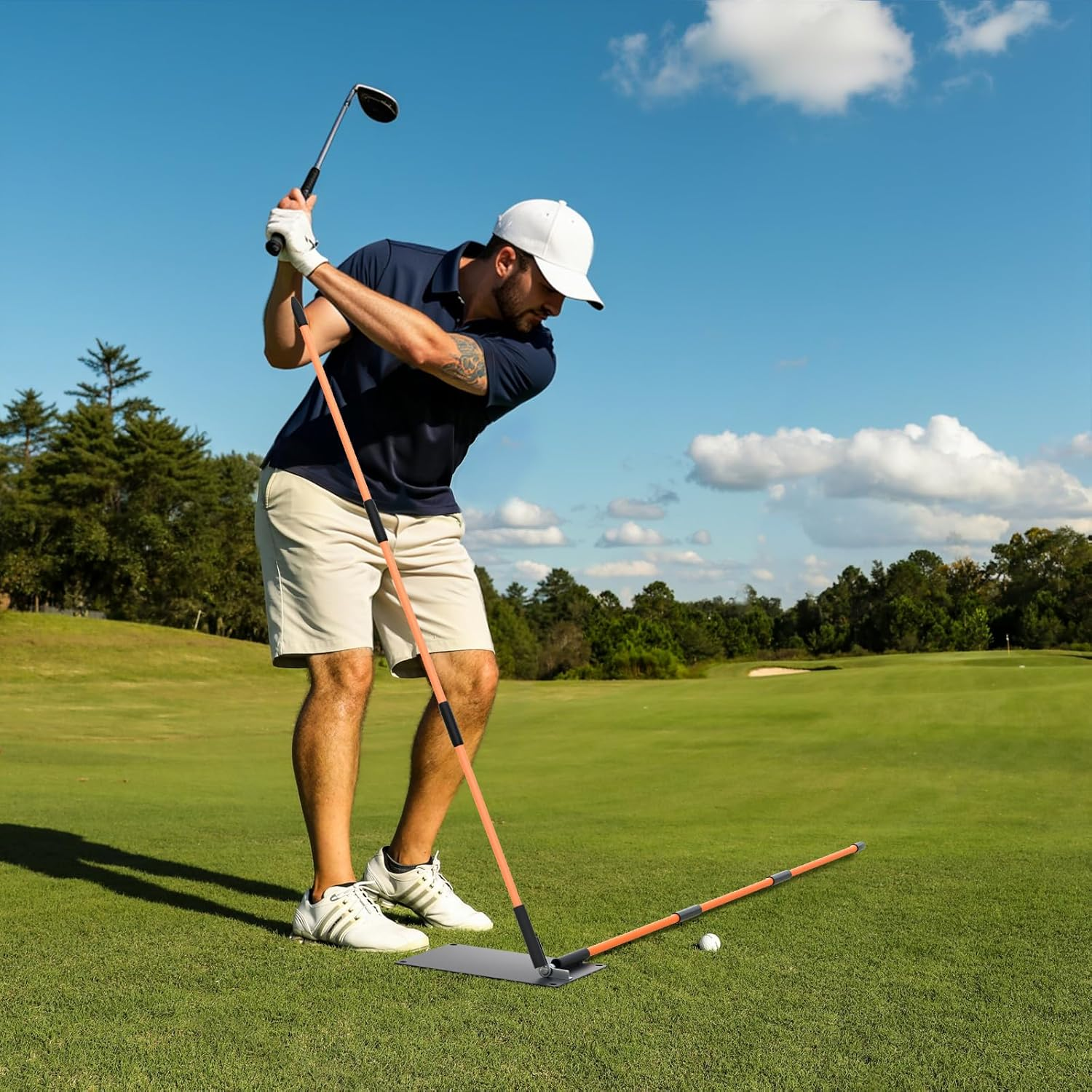 Wishdirect Golf Alignment Stick Holder, Angle Adjustable Golf Swing Plane Trainer Aid for Aiming Putting Swing (Alignment Sticks Not Included) image number 1