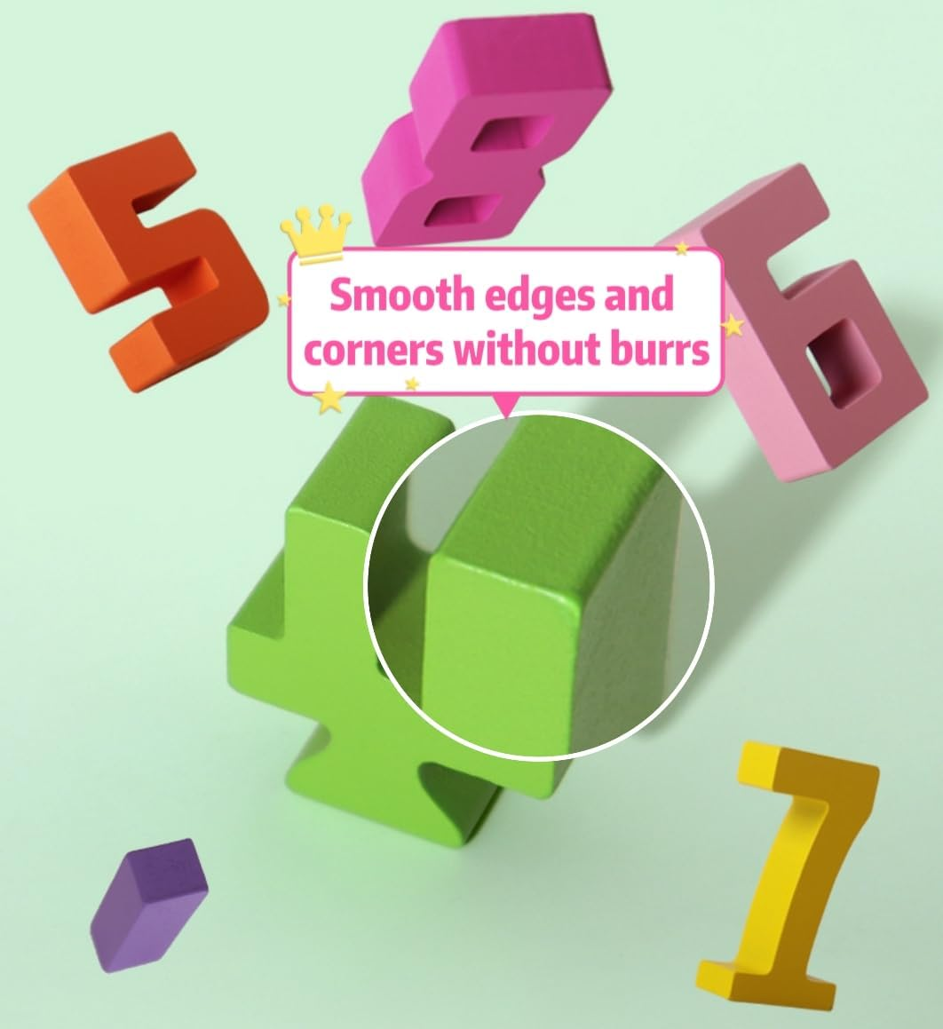 Wooden Number Building Blocks, Math-Inspired Wooden Number Building Blocks for 3+ Years Old Kids, Math Learning Toys for Kids Digital Educational Counting Toys (20Pcs) image number 4