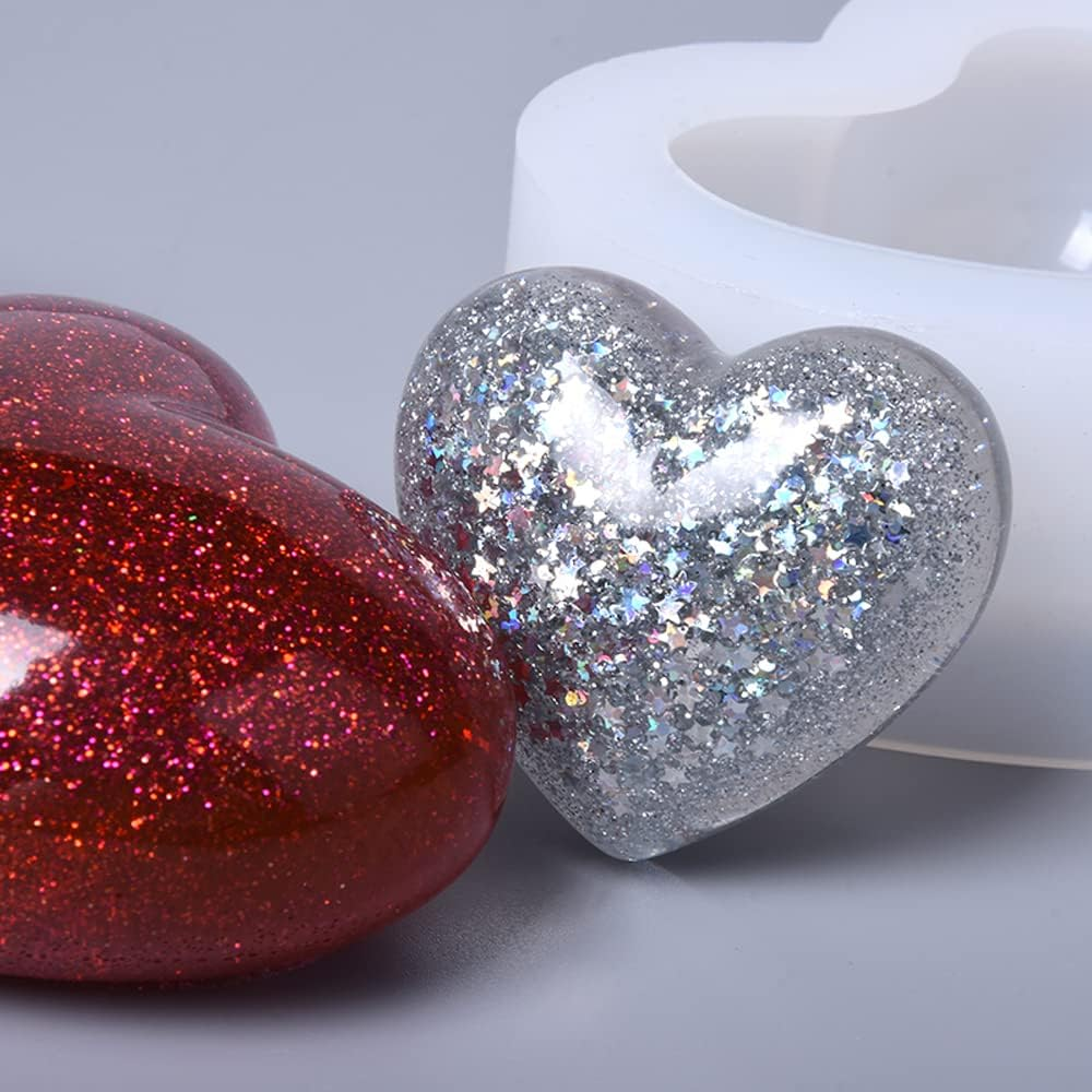 Weenkeey 2 Pcs 3D Heart Shape Resin Molds Heart Keychain Charms Silicone Mold Heart Jewelry Casting Mold Love Heart Epoxy Mold for DIY Craft Home Decor image number 4