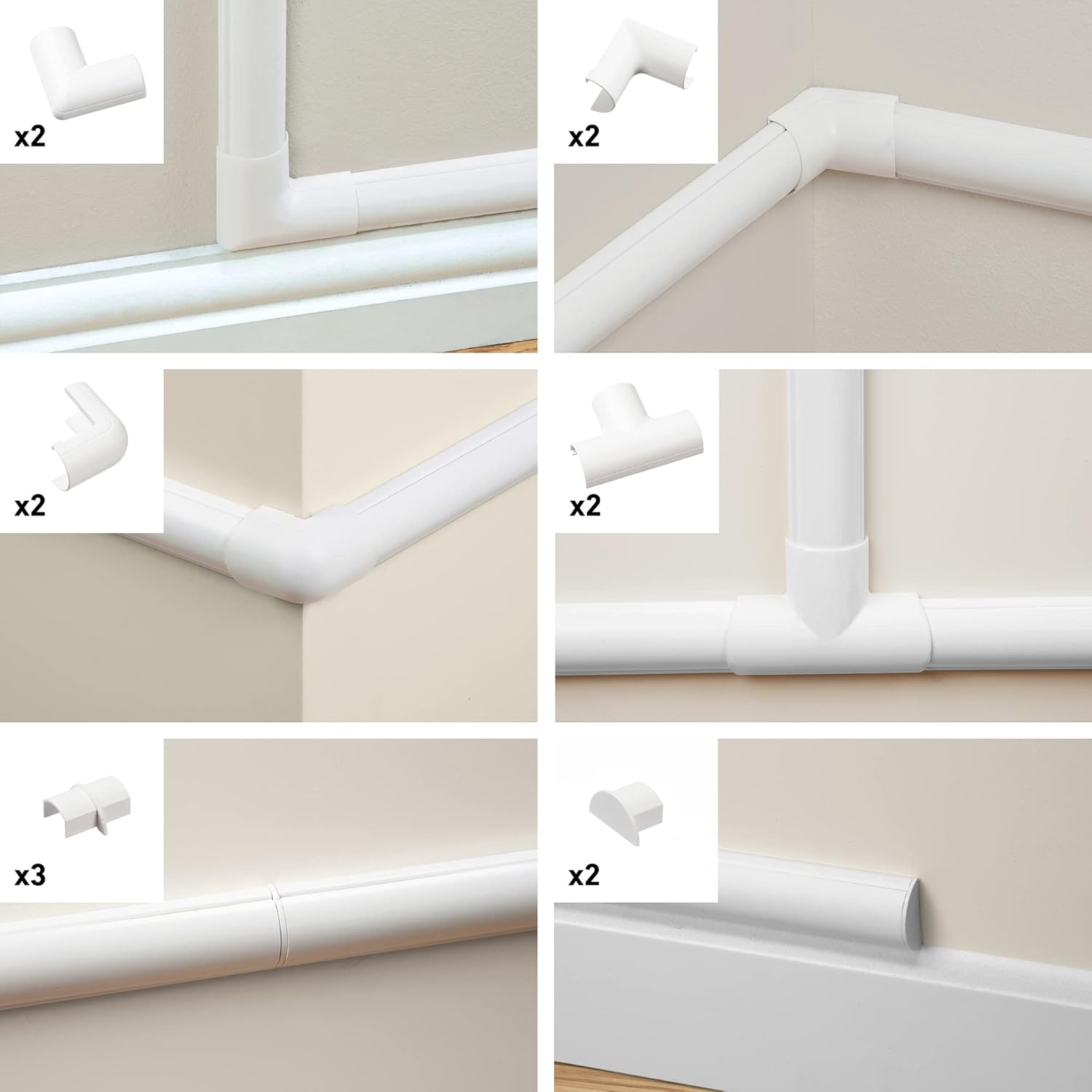 D-Line Micro+ Cable Trunking Clip-Over Accessory Multipack | Join Multiple Lengths of 20X10Mm Micro+ Cable Cover | 13 Piece Electrical Trunking Accessory Multipack - White CLOAP2010W image number 3