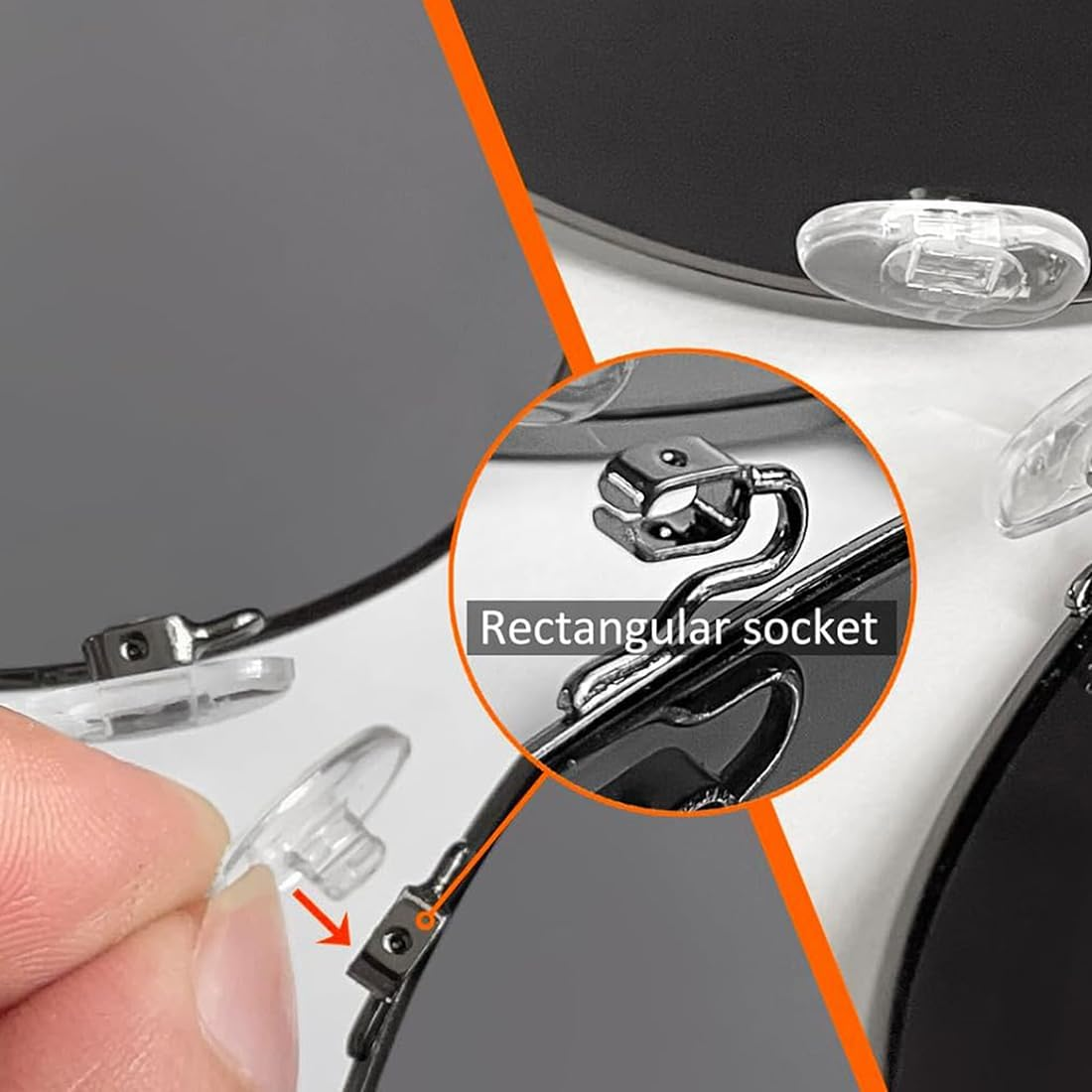 Push in Glasses Nose Pads,2 Pairs Eyeglasses Replacement Nose Piece,Oval Soft Silicone Nose Guards Anti-Slip Eye Pads(Clear,13Mm) image number 3