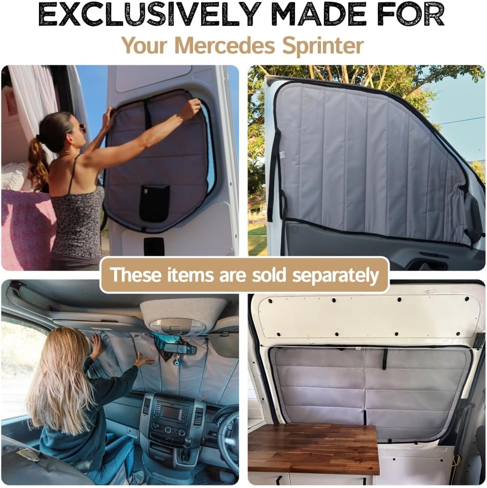 Living in a Bubble Insulated Blackout Window Covers for Mercedes Benz Sprinter Van (Driver/Passenger Door 2007-2018) image number 7