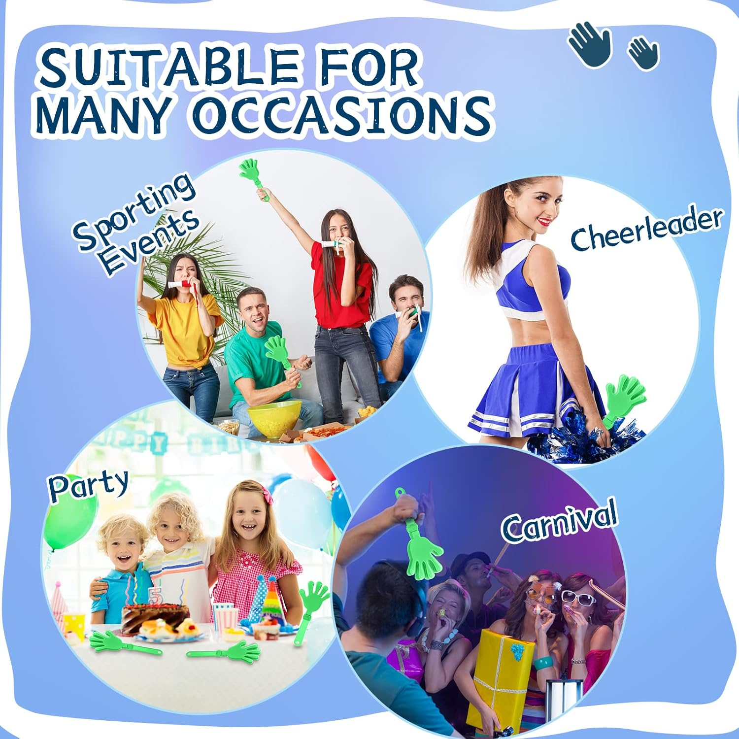 ZCYSRLQIN 12 Pcs Lime Green Hand Clappers 7.5 Inch Clappers Noisemakers Noise Makers Party Favors Plastic Clapper Sporting Events Cheers Ball Dance Basketball Football Noisemakers（Lime Green） image number 1