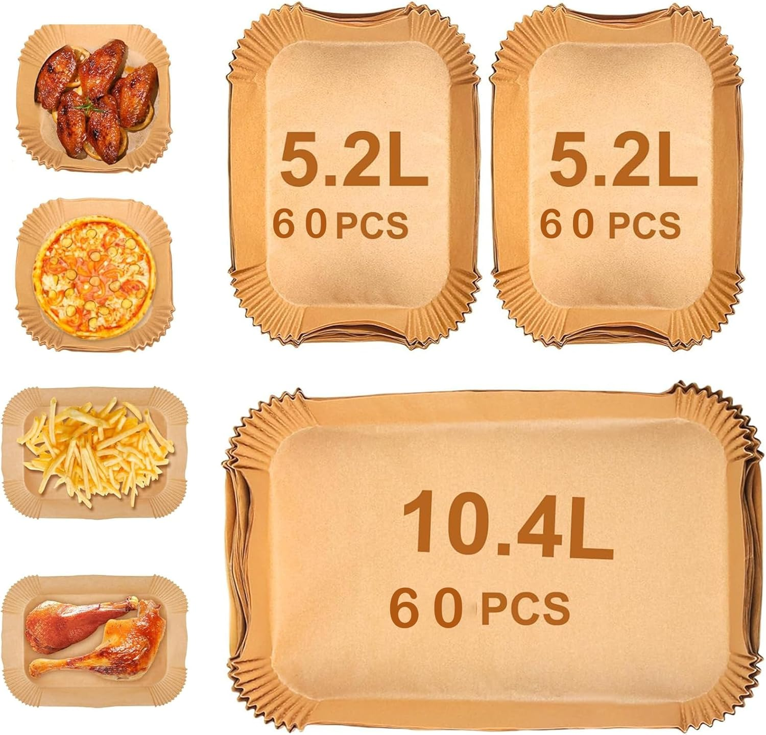 180PCS Air Fryer Liners for Ninja Foodi Flexdrawer Af500Uk10.4L/Instant Versazone Dual 8.5L/Duronic 9L Air Fryer, Air Fryer Accessories Disposable Parchment Paper for Air Fryer image number 2