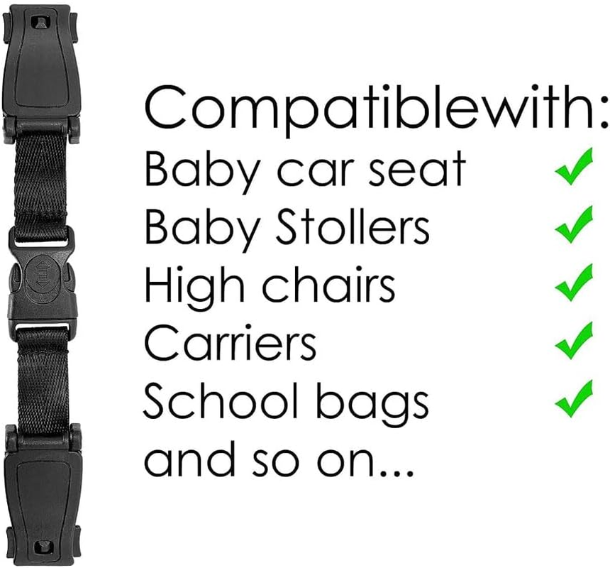 2 Pack Baby Car Safety Seat Strap Clip, Chest Harness Clip Anti-Slip Baby Chest Clip Guard Compatible with Seats, Strollers, High Chairs, Schoolbags, Max. for 1.5 Inch Width Harness (Black Set of 2) image number 4