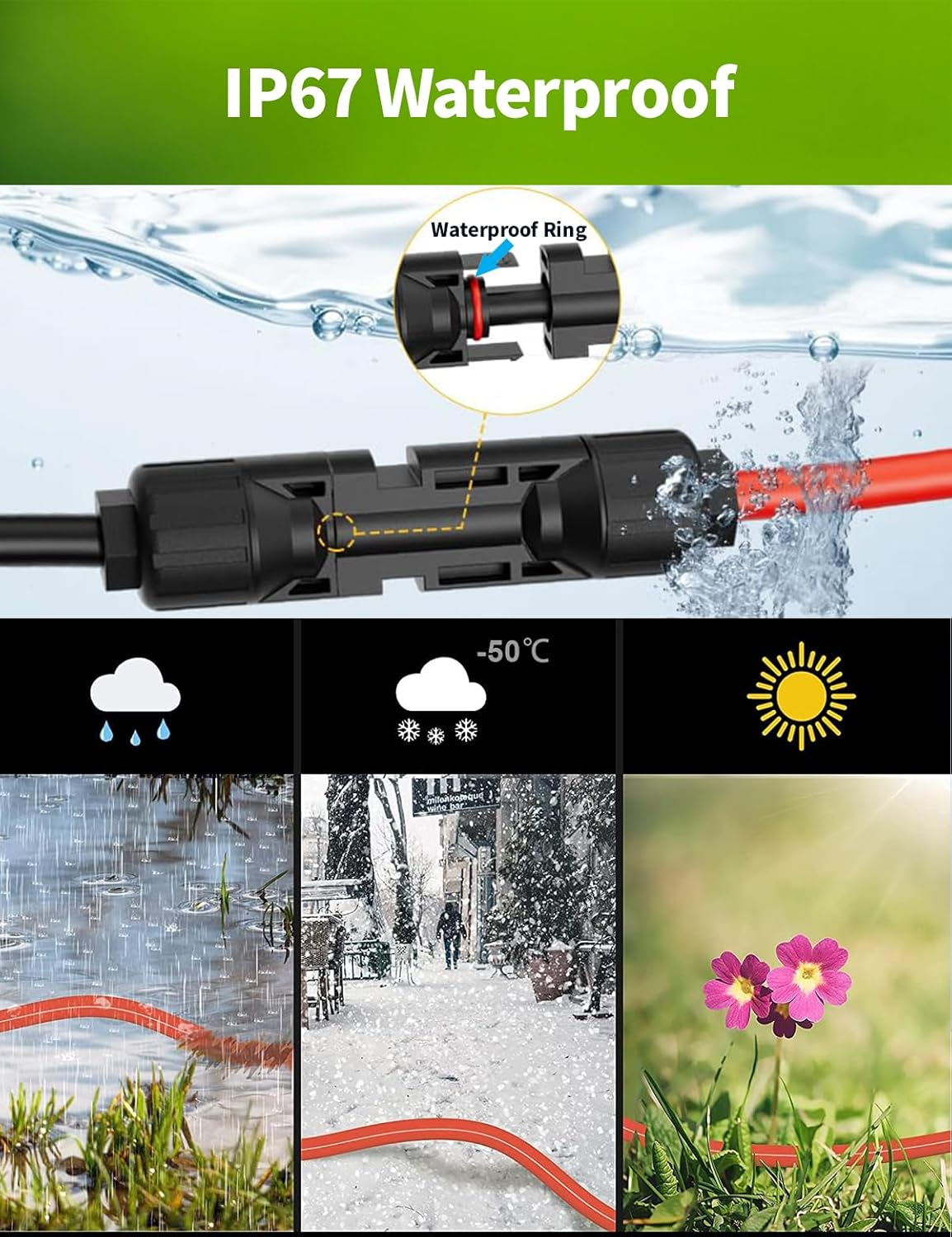 2M Solar Connector to DC 8Mm Adapter Cable, 12AWG+14AWG Solar Cable with DC8020/7909 Compatible with Jackery Explorer 160 240 500 1000, GZ Yeti Portable Power Station, Solar Generator, Solar Panel image number 5