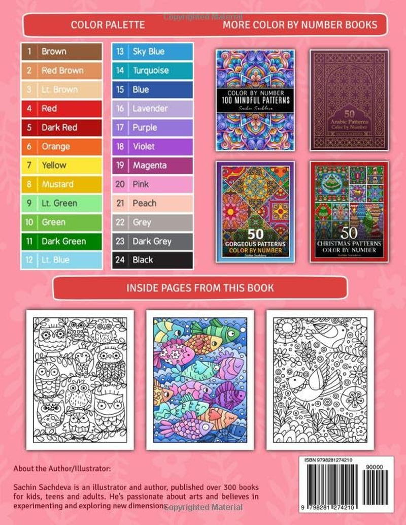 Mindfulness Moments Color by Number: 50 Calming Patterns Coloring Book for Adults, Women and Teens for Stress Relief and Relaxation