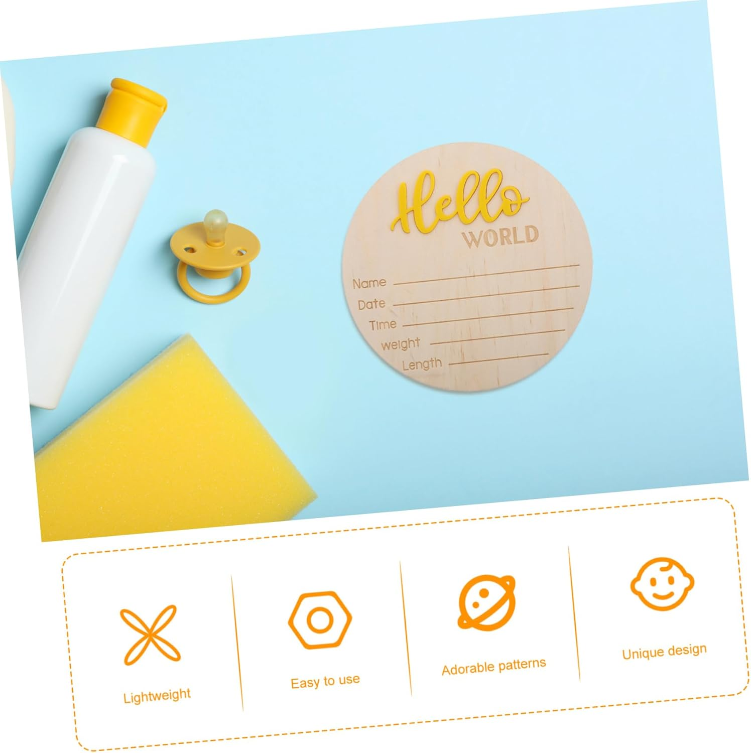 4Pcs Wooden Birth Announcement Sign Newborn Shower Welcome Sign Card Prop for Nursery Boy Girl image number 4