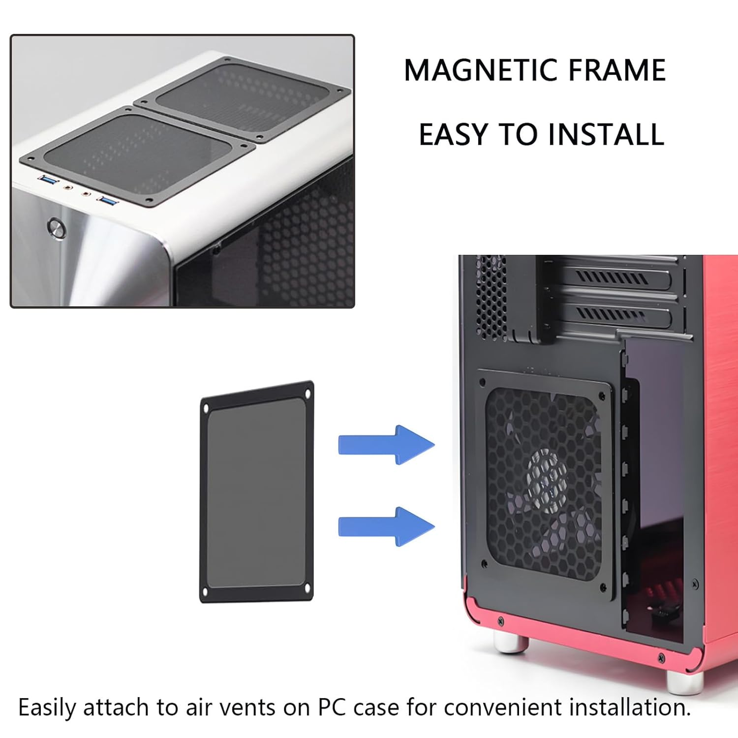 Ronyaoko 140Mm Dust Filter, PC Case Magnetic Dust Mesh Filter, 140 X140Mm Black Mesh Hole Cover, Dustproof Computer Fan Grills,14Cm 5Pcs image number 5