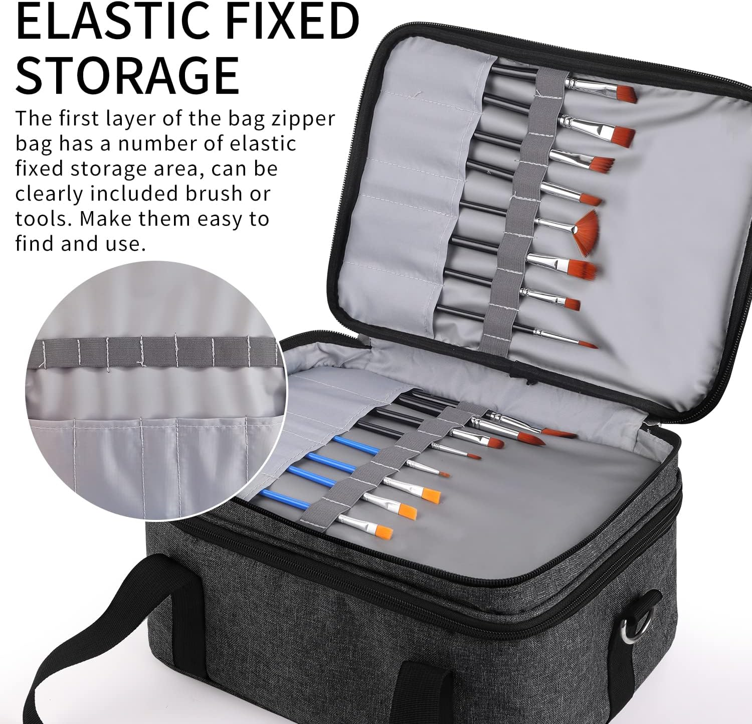 ALTLLEN Acrylic Paint Storage Case, Black, Unisex, Plastic and Leather, Ideal for Artists On-The-Go image number 6