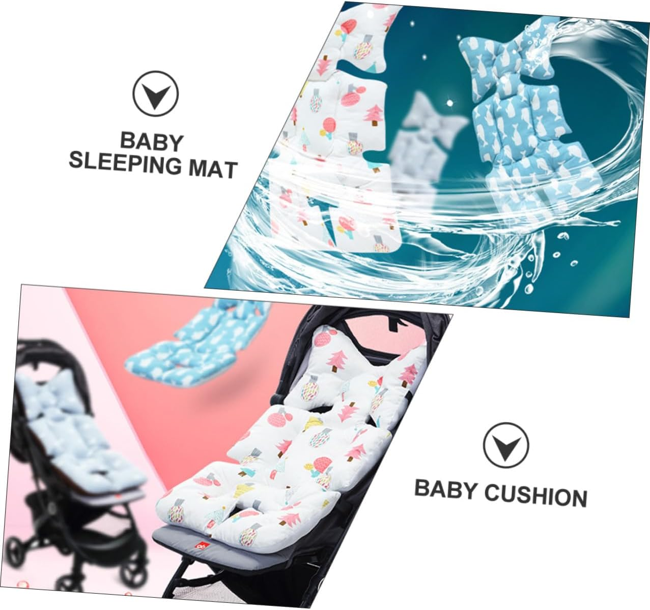 Breathable Cotton Stroller Cushion Mat with Head Support Soft Cart Protector Pad for Stroller and Dining Chair Pressure Relief Seat Liner for Comfortable All-Season Use image number 5