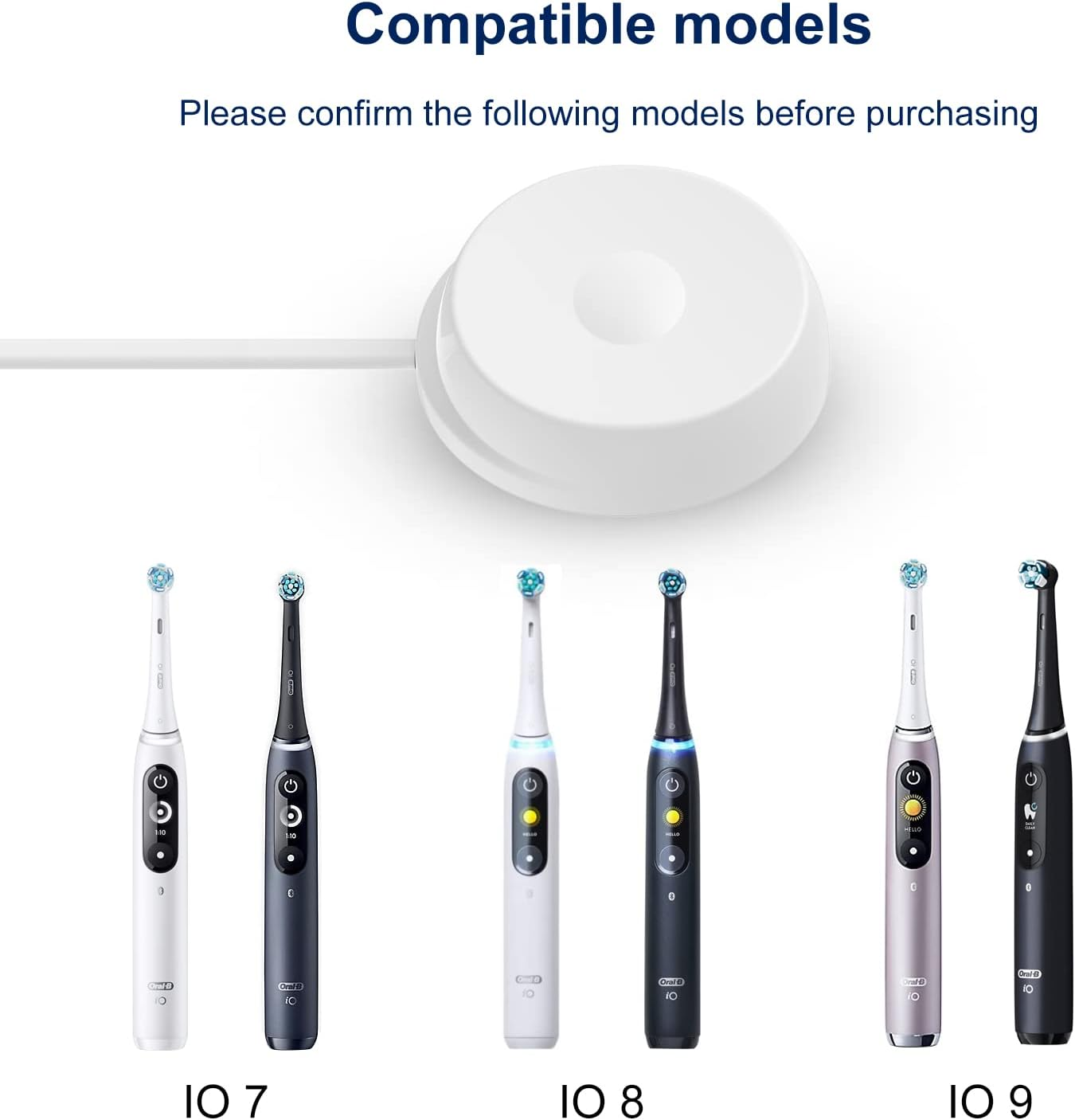 Electric Toothbrush Charger for Oralb IO7 IO8 IO9, Charging Base for Braun Oralb Io IO 3768 Electric Toothbrush Replacement AU Plug(White)