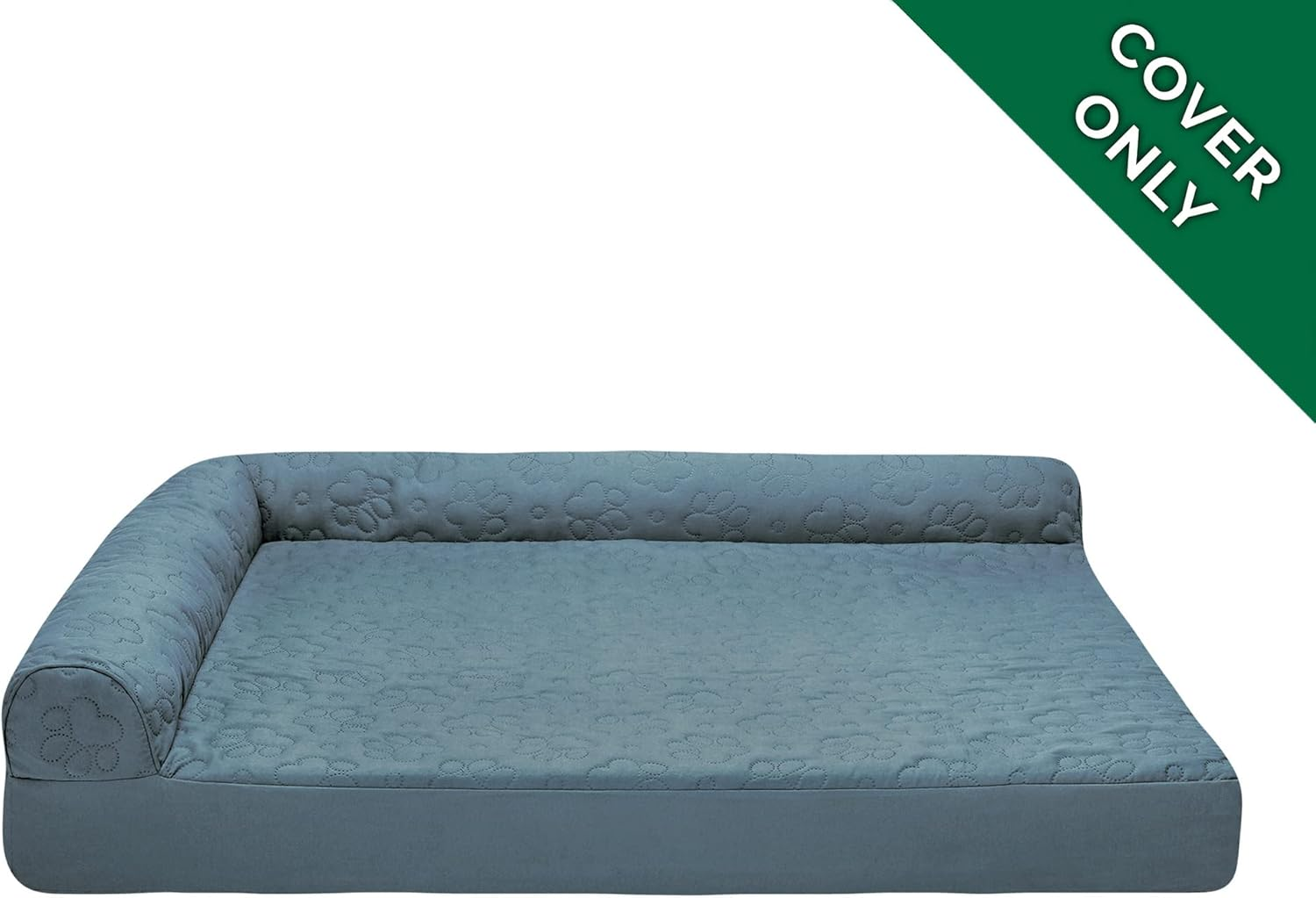 Furhaven Pinsonic Quilted Paw L Shaped Dog Bed Replacement Cover - Bluestone, Jumbo (X-Large) image number 2