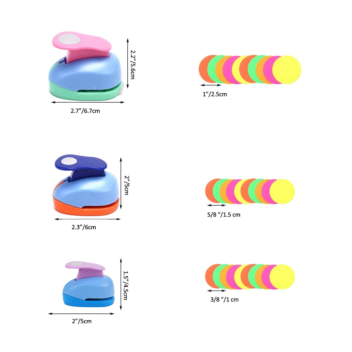 3Pcs Craft Circle Punch DIY Handmade Paper Puncher （3 Sizes） image number 2