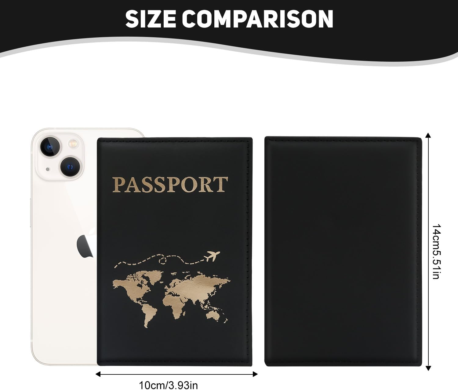 ILIYAH Passport Cover Waterproof Passport Holder Travel Accessories Passport Protector Women Premium PU Leather Minimalist Passport Holders(Black) - Black image number 3