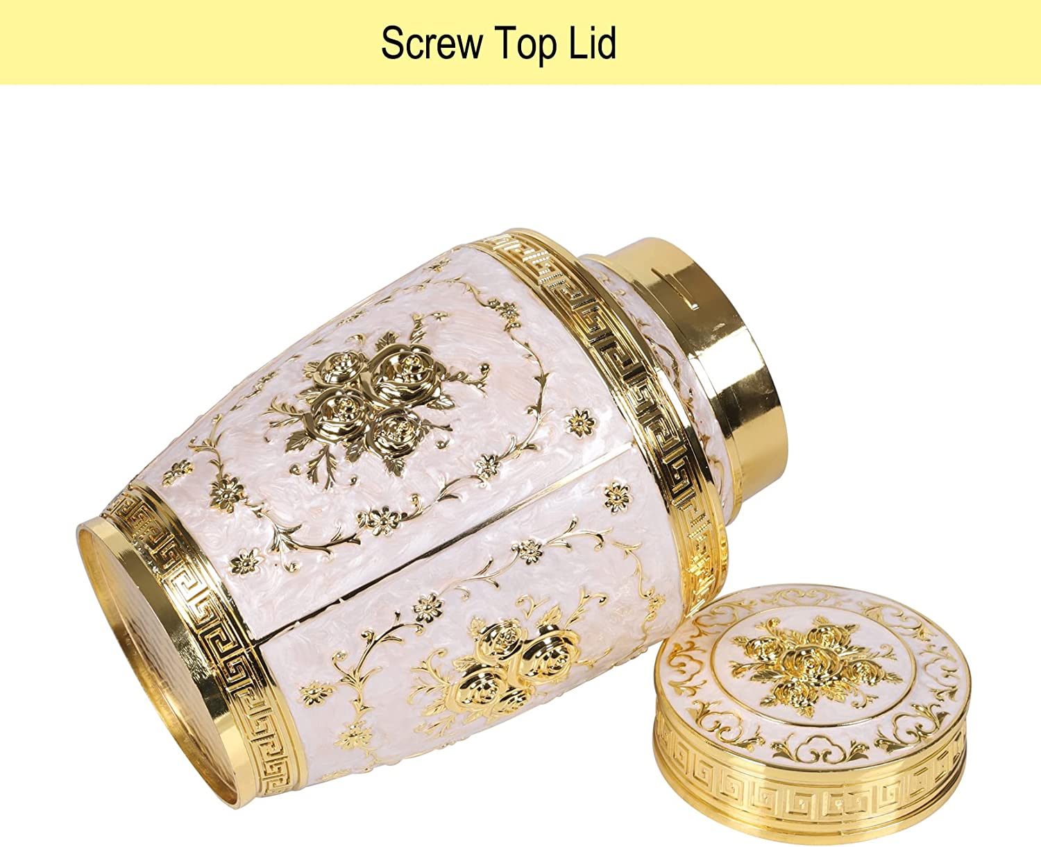 Rose Flower Cremation Urn for Human Ashes - Adult Female, Mom, Women - Zinc Alloy Funeral Urn - 200 Cubic Inches Capacity (Large Gold) image number 2