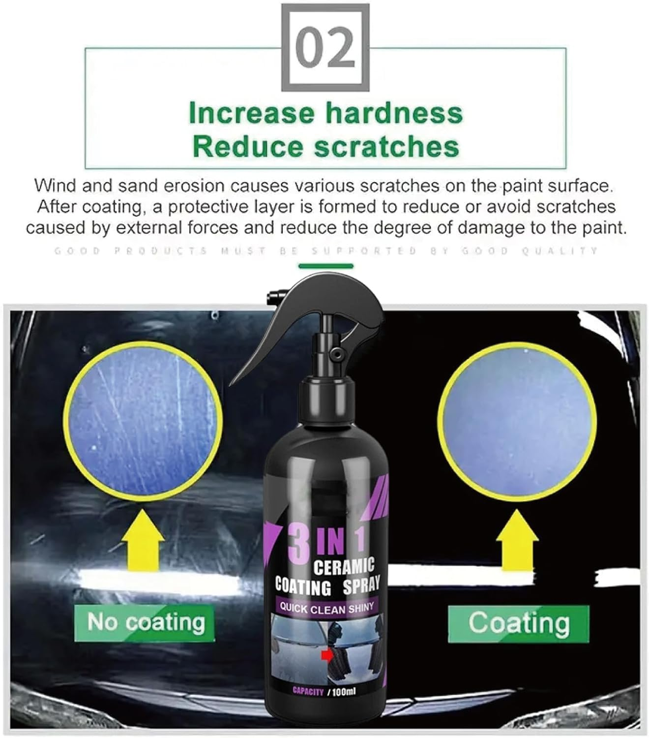 Car Wax Ceramic Coating - 100Ml Detail Spray Nano Wax Coating,Professional Paint Care Liquid, Renewal Agent, Automotive Top Coats for Trucks Suvs image number 2